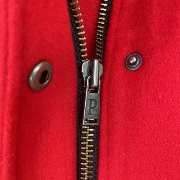 Pendleton Preppy Holiday Red Chore Barn Academia Wool Minimalist Pea Coat Medium - Picture 4 of 12